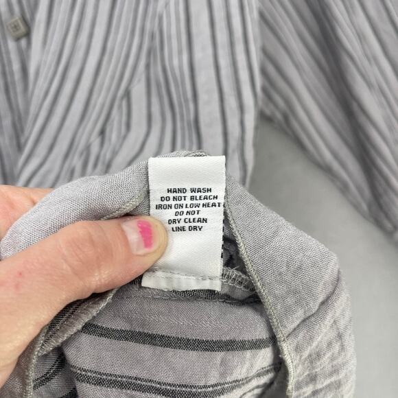 Habitat Gray Striped Button Down Shirt - Picture 9 of 11